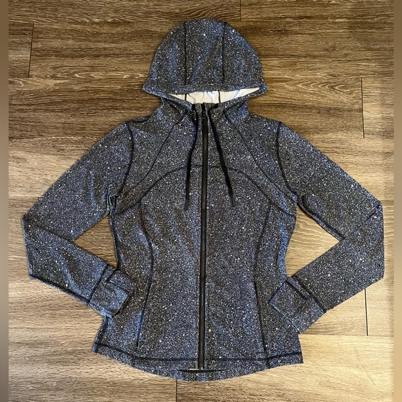 SOLD Lululemon Hooded Define Jacket *Nulu in Luminesce Splatter White Black - Picture 6 of 8